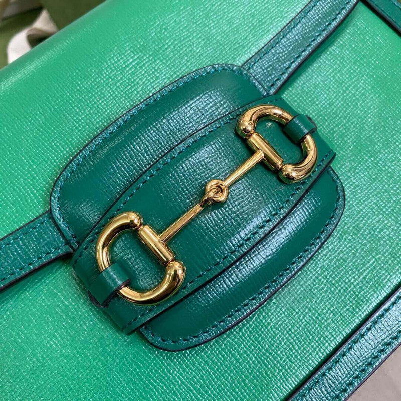 Gucci Horsebit 1955 Bolso de hombro pequeño 602204 Cuero verde-7