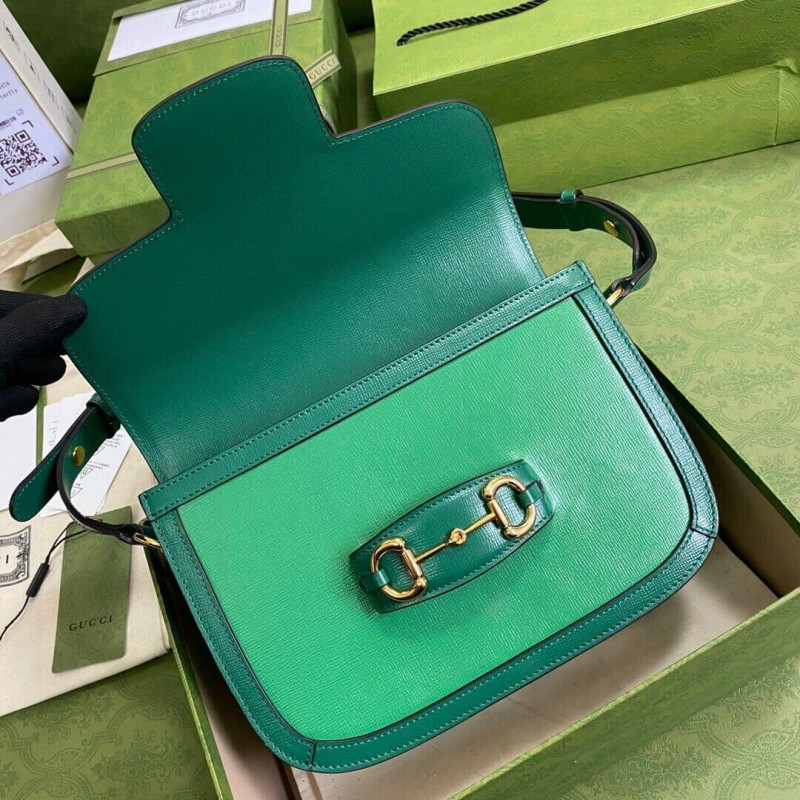 Gucci Horsebit 1955 Bolso de hombro pequeño 602204 Cuero verde-8