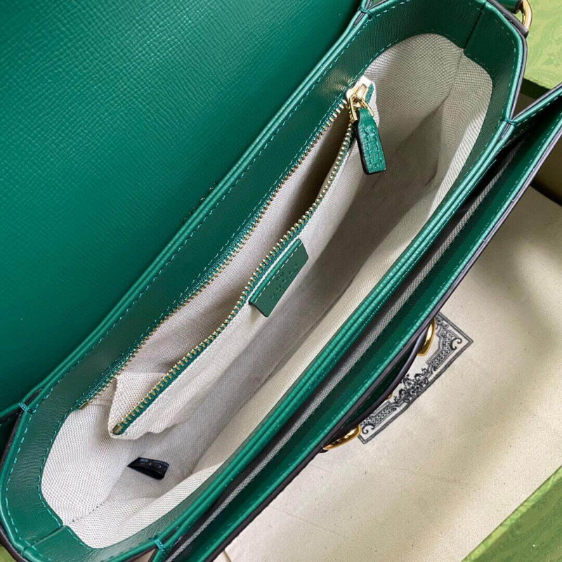 Gucci Horsebit 1955 Bolso de hombro pequeño 602204 Cuero verde-9