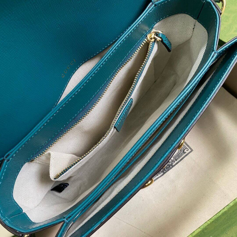 Gucci Horsebit 1955 Bolsa de hombro pequeño 602204 Cuero azul y verde-9