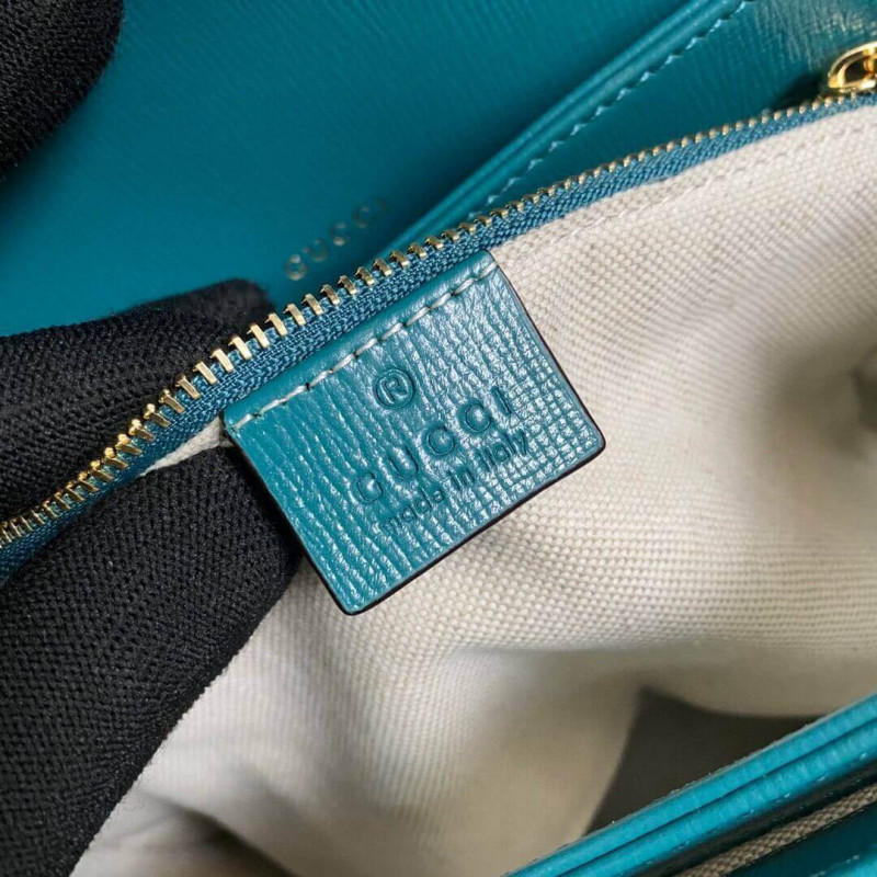 Gucci Horsebit 1955 Bolsa de hombro pequeño 602204 Cuero azul y verde-10