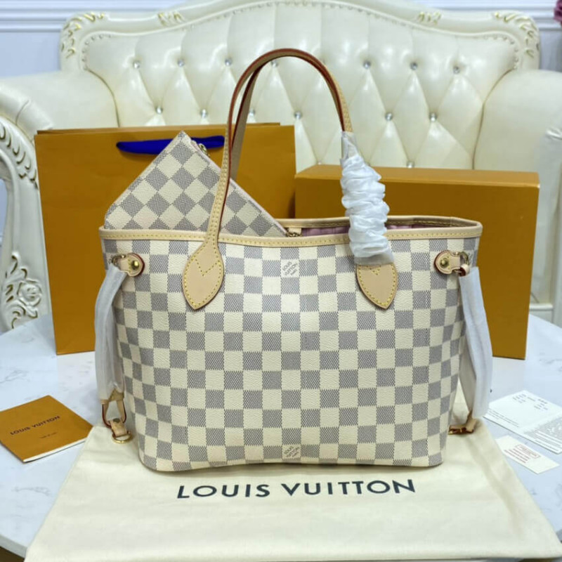 Louis Vuitton Damier Azur Neverfull PM N41362 Pink-1