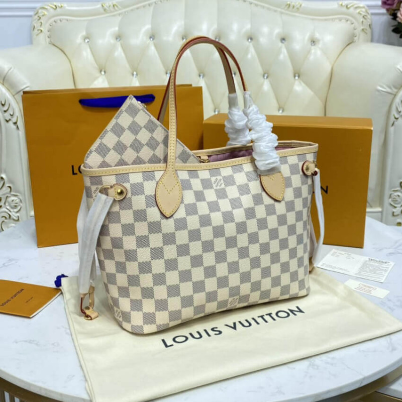 Louis Vuitton Damier Azur Neverfull PM N41362 Pink-2