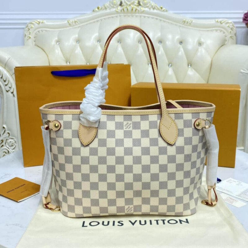 Louis Vuitton Damier Azur Neverfull PM N41362 Pink-3