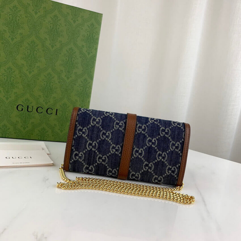 Gucci Jackie 1961 Billet de cadena 652681 en mezclilla azul-5