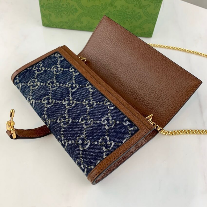 Gucci Jackie 1961 Billet de cadena 652681 en mezclilla azul-9