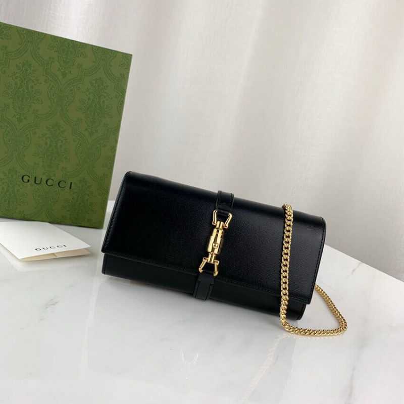 Gucci Jackie 1961 billetera de la cadena de terneros 652681-1