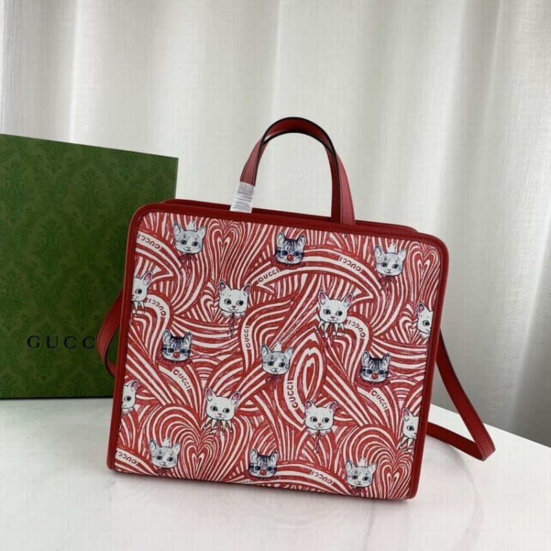 Gucci Yuko Higuchi Tote Bolsa Cat Print 605614-1