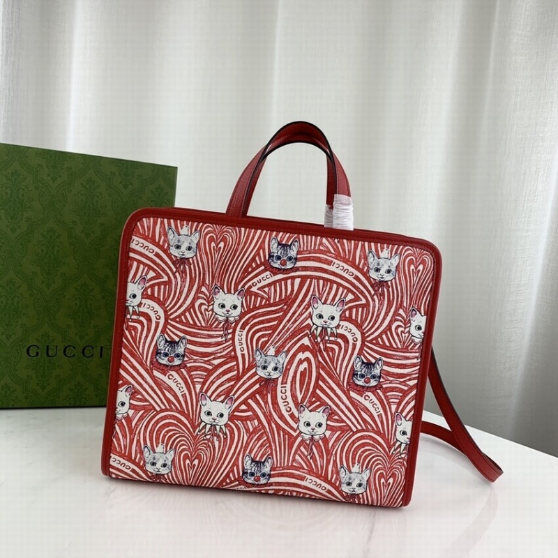 Gucci Yuko Higuchi Tote Bolsa Cat Print 605614-3