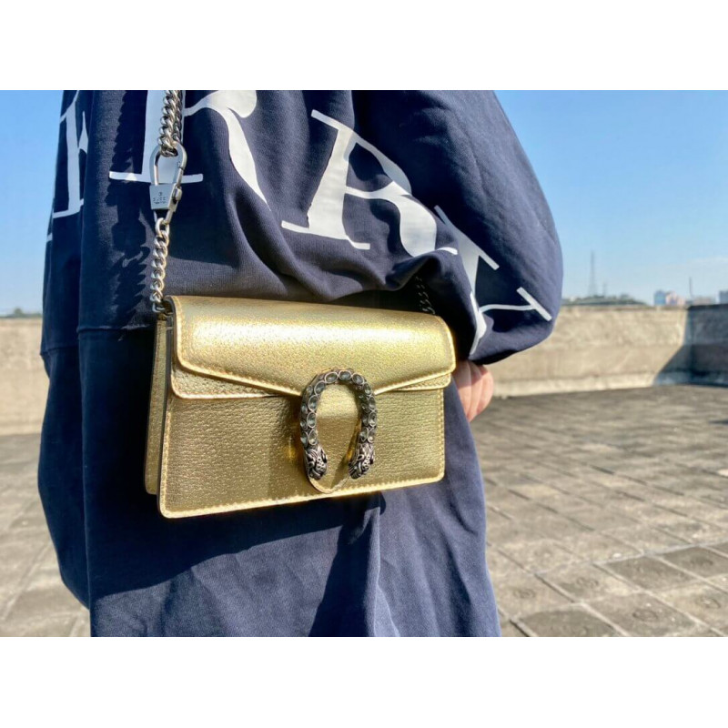 Gucci Dionyso Bolso de hombro pequeño en cuero de oro 499623-1
