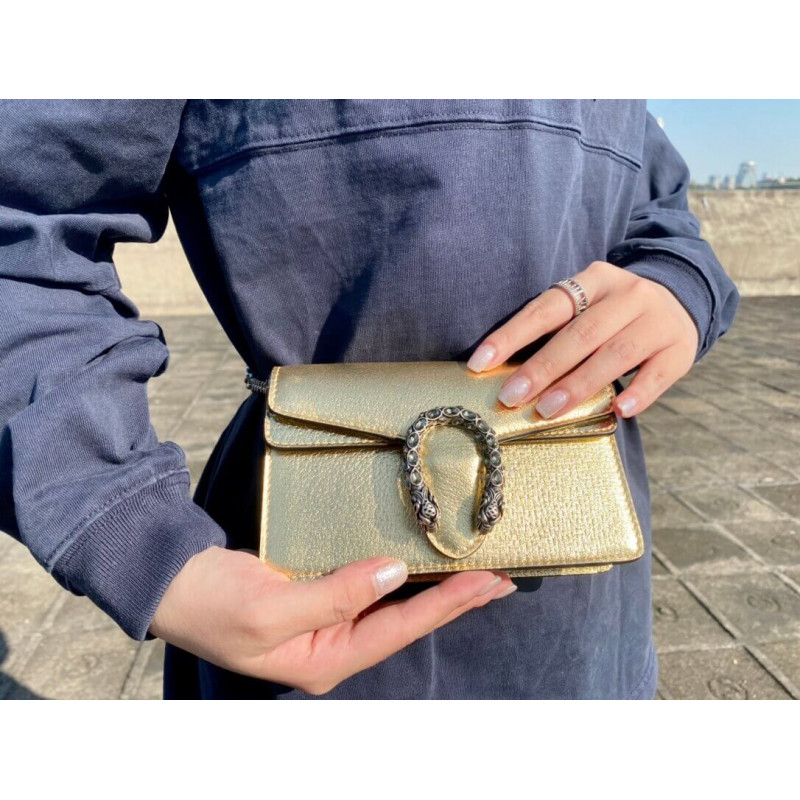 Gucci Dionyso Bolso de hombro pequeño en cuero de oro 499623-2