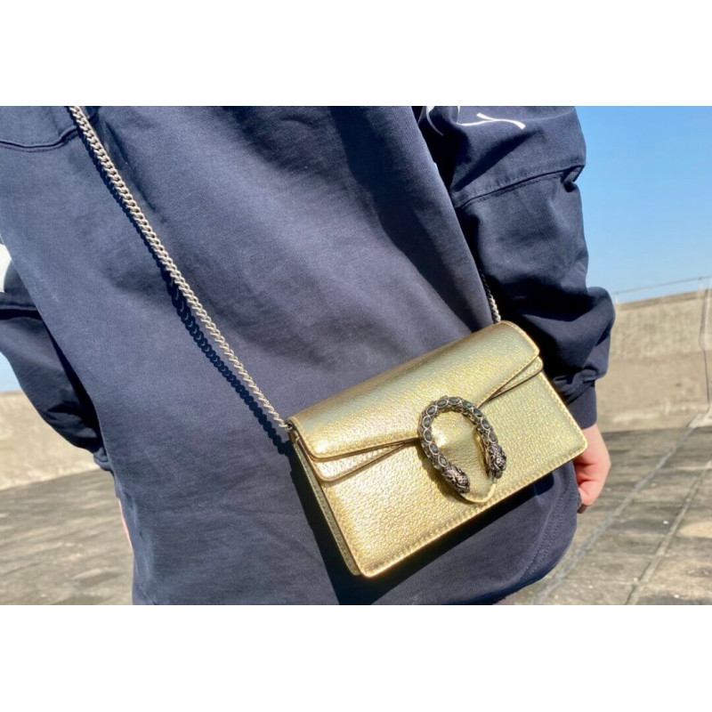 Gucci Dionyso Bolso de hombro pequeño en cuero de oro 499623-3