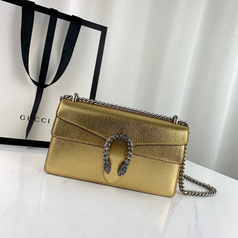 Gucci Dionyso Bolso de hombro pequeño en cuero de oro 499623-4