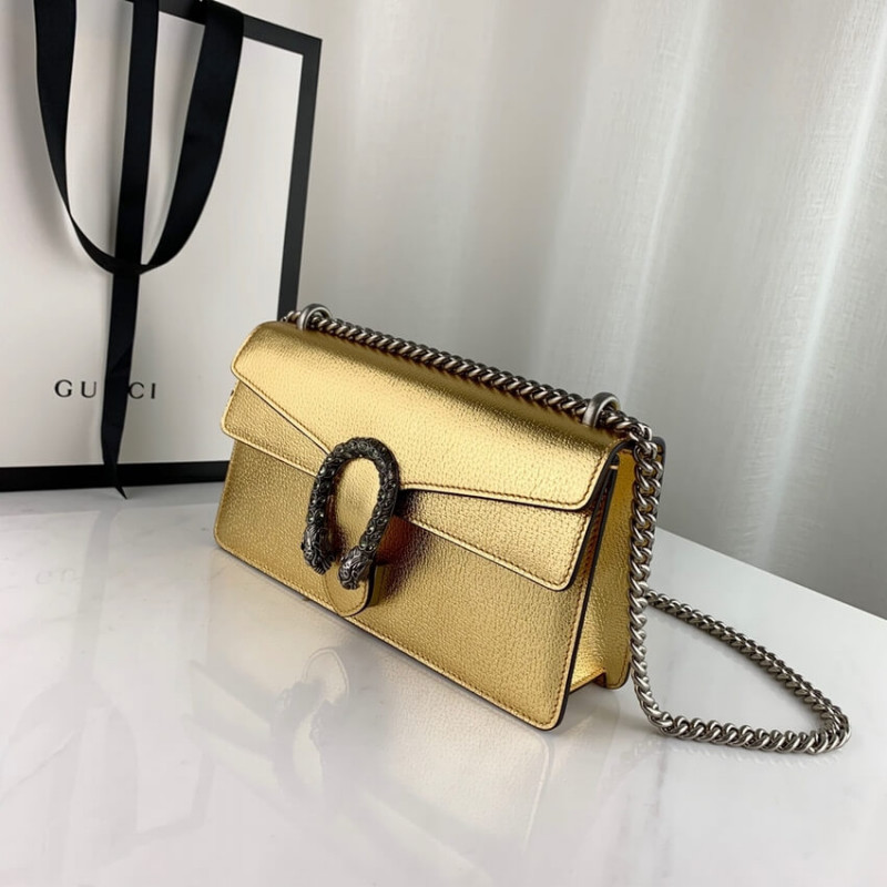 Gucci Dionyso Bolso de hombro pequeño en cuero de oro 499623-5