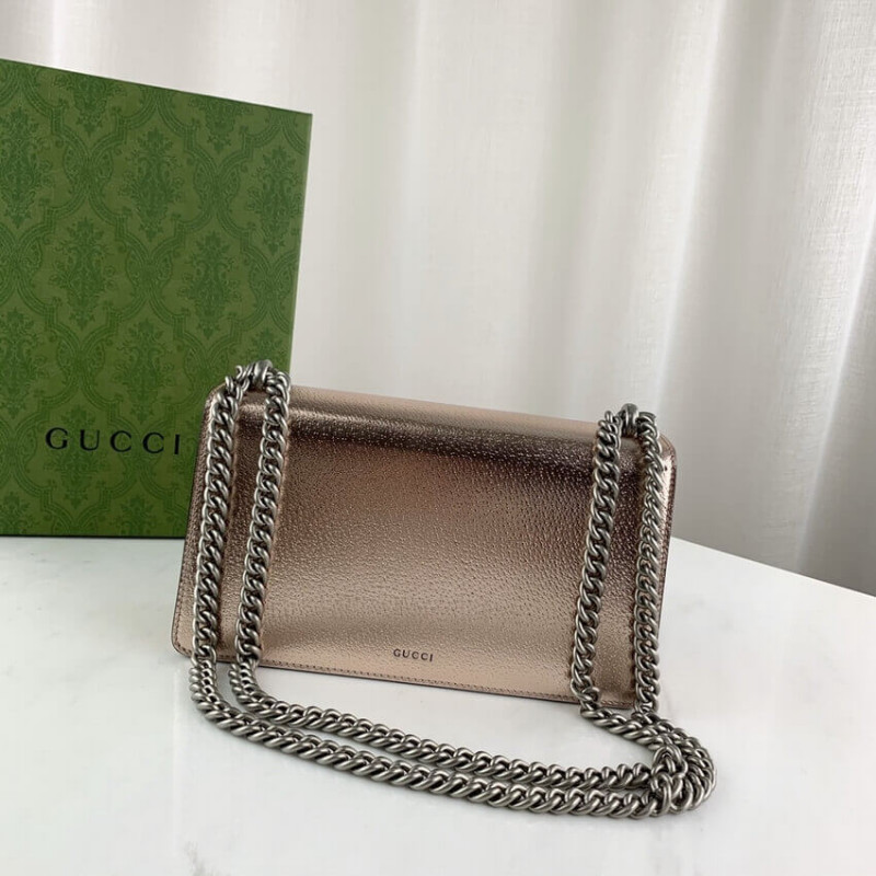 Bolso de hombro pequeño de Gucci Dionysus en cuero cojo de oro rosa 499623-8