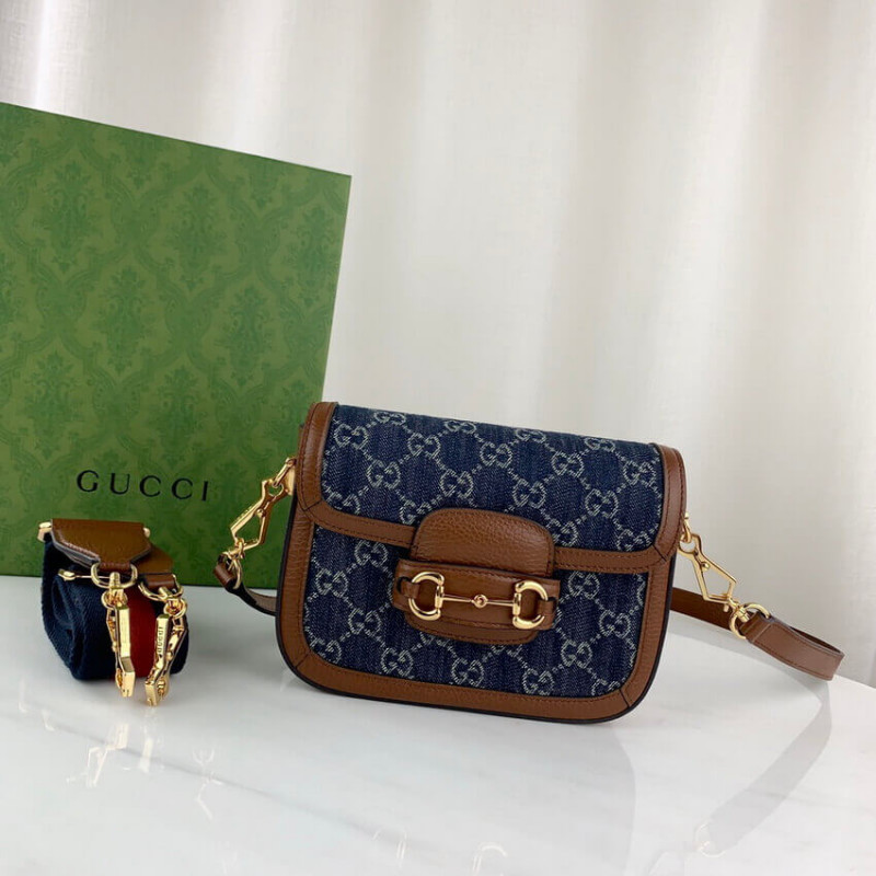 Gucci Horsebit 1955 Denim Mini Bolsa 658574-1