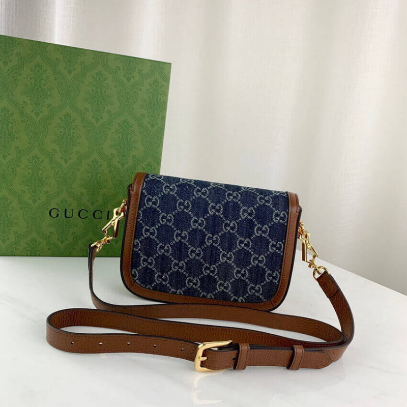 Gucci Horsebit 1955 Denim Mini Bolsa 658574-3