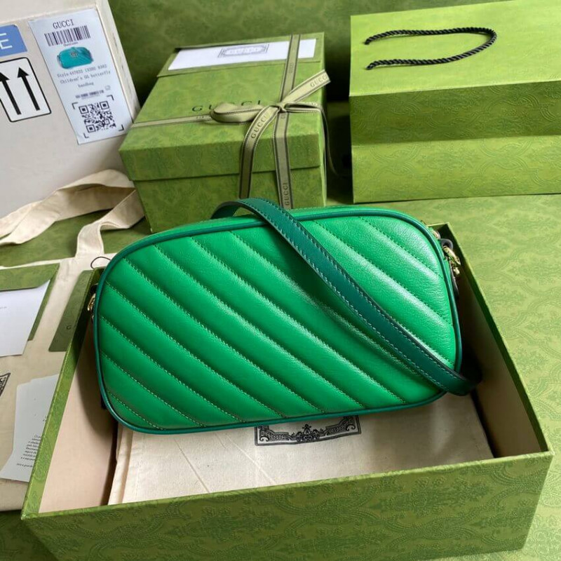 Gucci GG Marmont Bolso de hombro pequeño 447632 Cuero verde y esmeralda-3