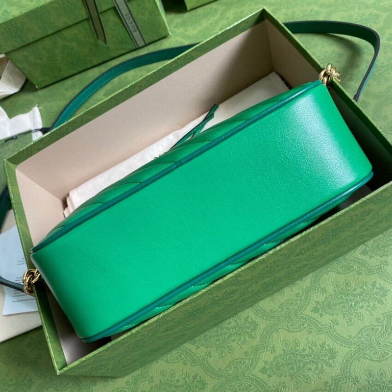 Gucci GG Marmont Bolso de hombro pequeño 447632 Cuero verde y esmeralda-4
