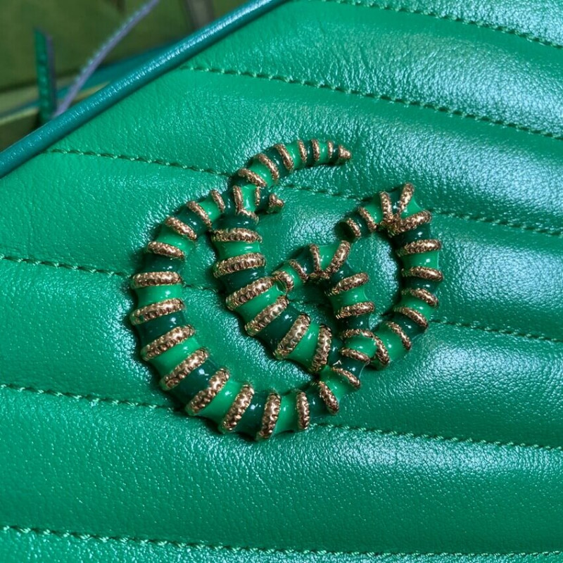 Gucci GG Marmont Bolso de hombro pequeño 447632 Cuero verde y esmeralda-5
