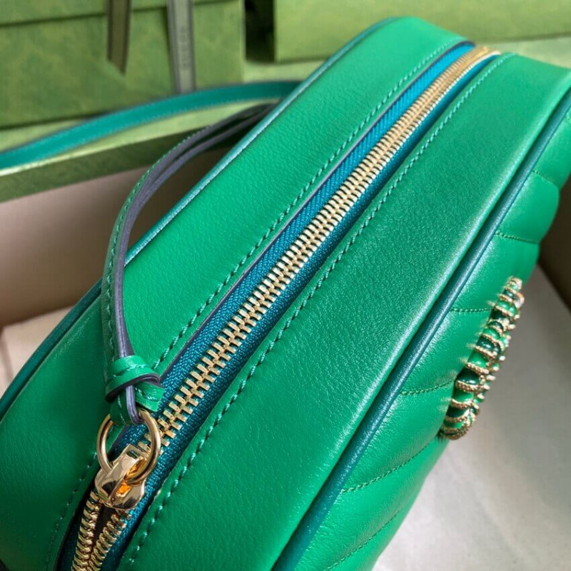 Gucci GG Marmont Bolso de hombro pequeño 447632 Cuero verde y esmeralda-6