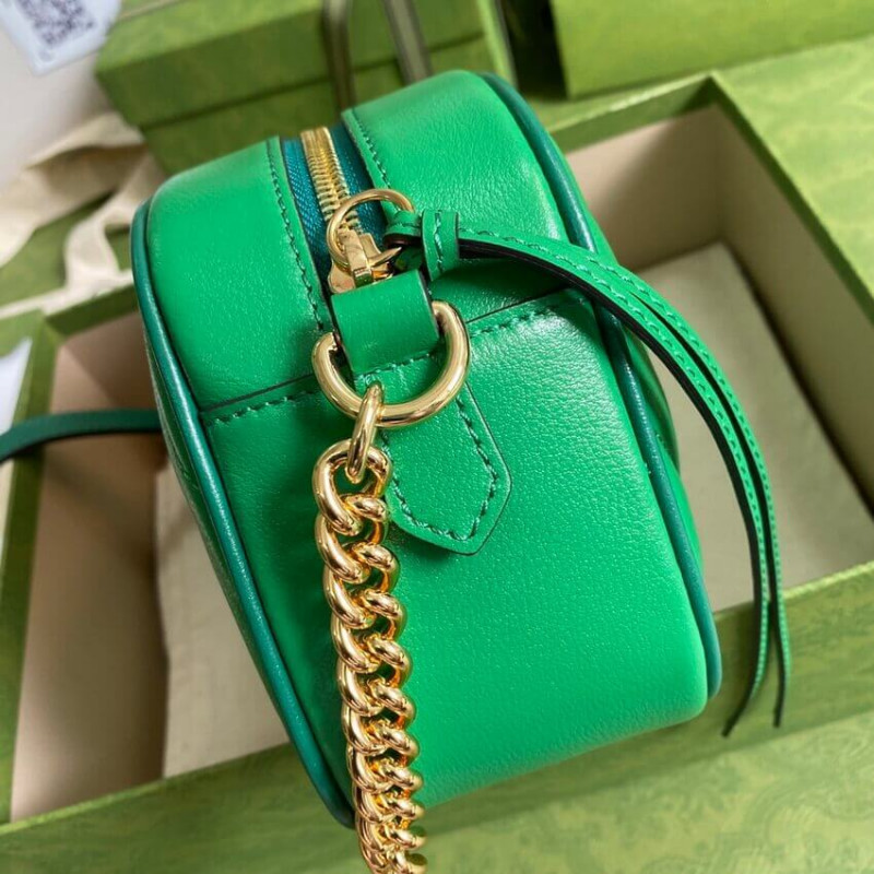 Gucci GG Marmont Bolso de hombro pequeño 447632 Cuero verde y esmeralda-7
