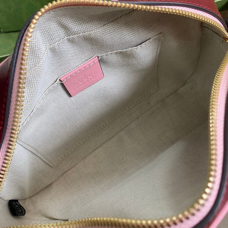 Gucci GG Marmont Bolso de hombro pequeño 447632 Rojo rojo y esmeralda-8