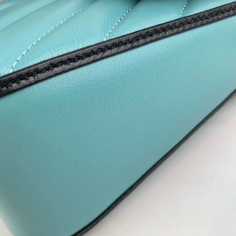Gucci GG Marmont Mini Bolsa 583571 Mantequilla y cuero azul pastel-7