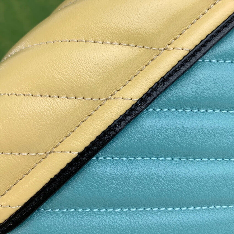 Gucci GG Marmont Mini Bolsa 583571 Mantequilla y cuero azul pastel-8