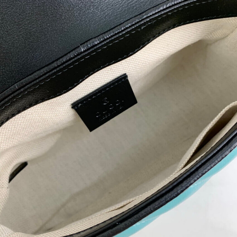 Gucci GG Marmont Mini Bolsa 583571 Mantequilla y cuero azul pastel-10