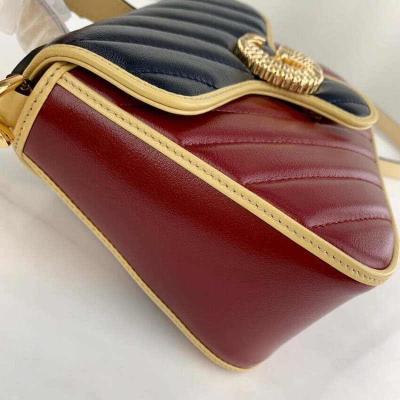 Gucci GG Marmont Mini Bolsa 583571 Cuero azul y rojo-7