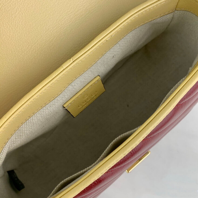 Gucci GG Marmont Mini Bolsa 583571 Cuero azul y rojo-9