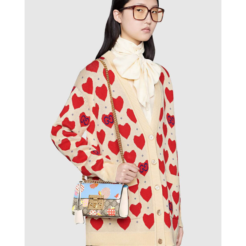 Gucci Candlock Heart Patrón de manzana Bolso de hombro pequeño 409487-1