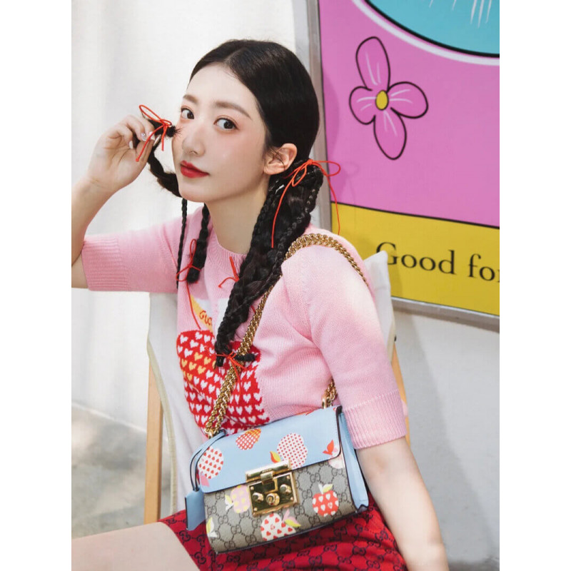 Gucci Candlock Heart Patrón de manzana Bolso de hombro pequeño 409487-2