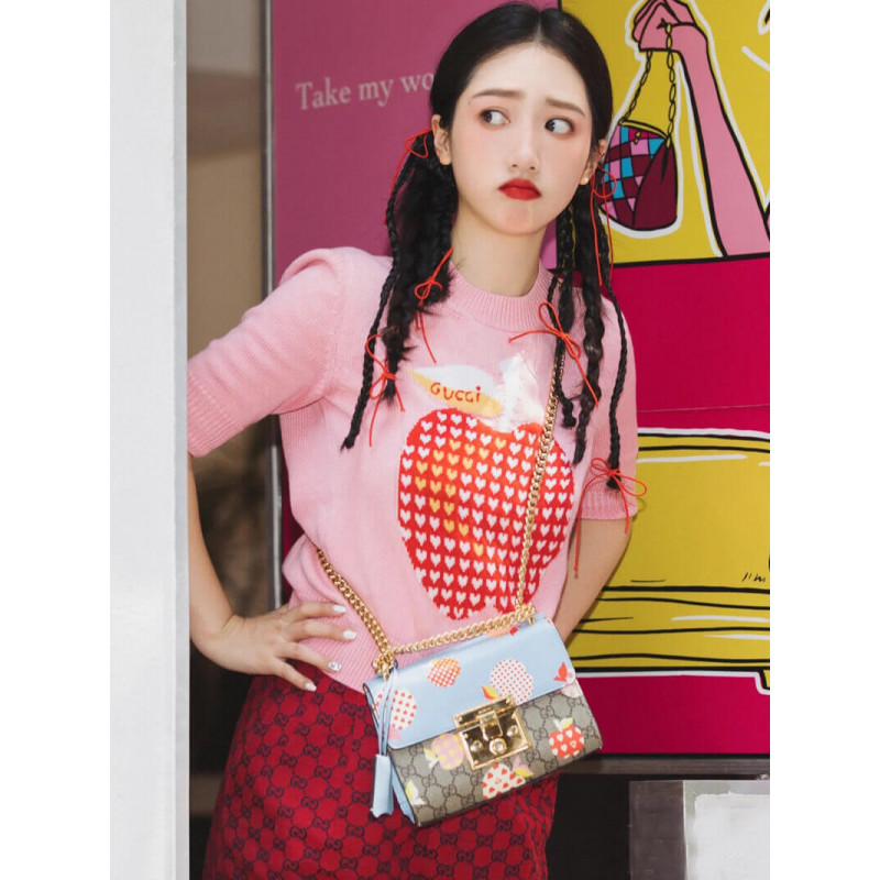 Gucci Candlock Heart Patrón de manzana Bolso de hombro pequeño 409487-4