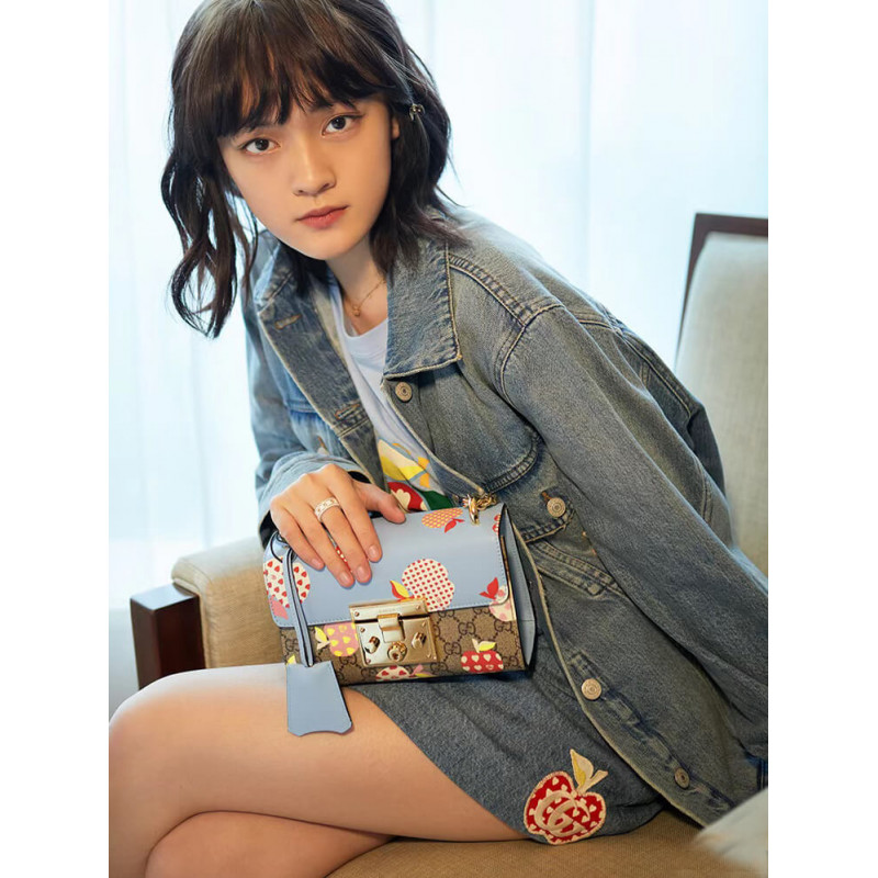 Gucci Candlock Heart Patrón de manzana Bolso de hombro pequeño 409487-5