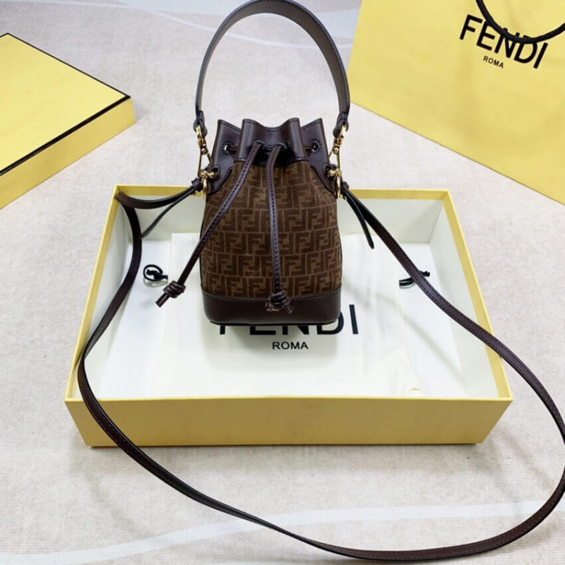 Fendi Mon Tresor Brown Leather Mini-Bolsa con FF Print 8BS010-7