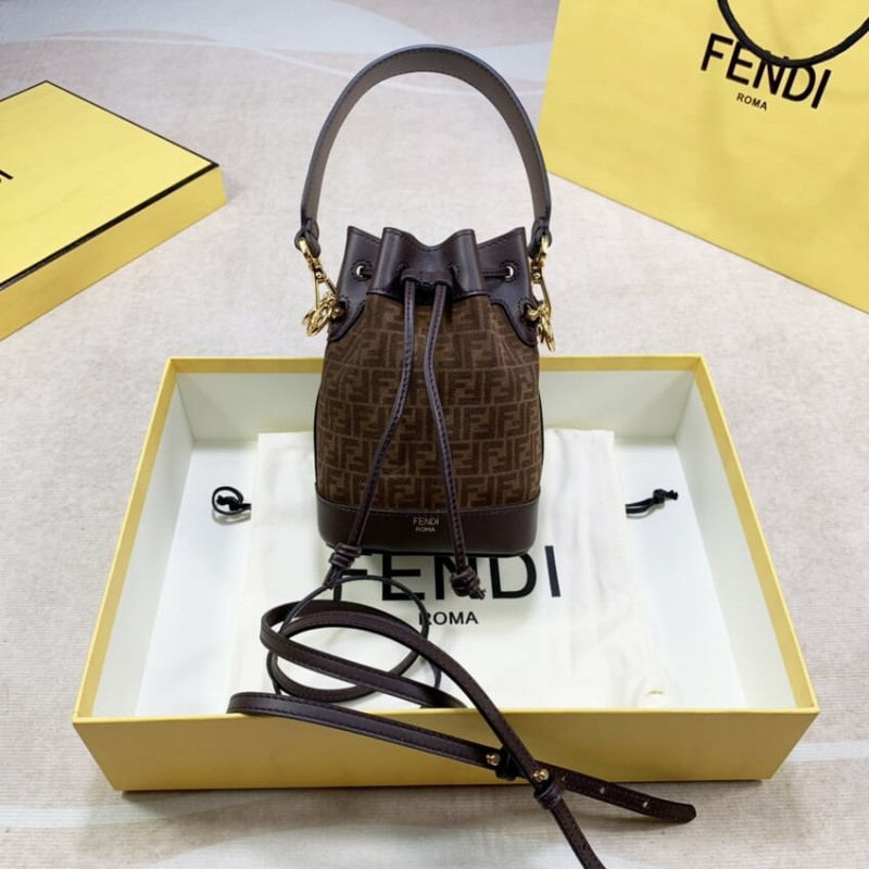 Fendi Mon Tresor Brown Leather Mini-Bolsa con FF Print 8BS010-8