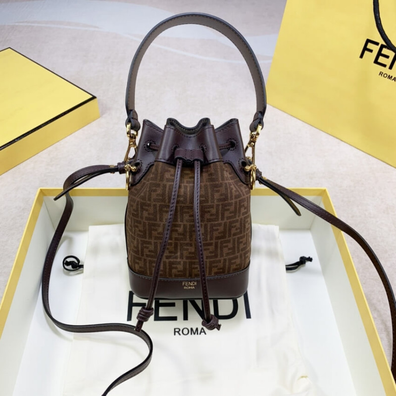 Fendi Mon Tresor Brown Leather Mini-Bolsa con FF Print 8BS010-10