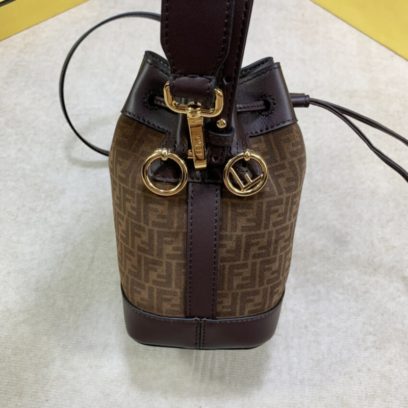 Fendi Mon Tresor Brown Leather Mini-Bolsa con FF Print 8BS010-11