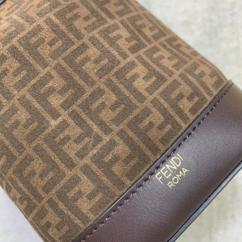 Fendi Mon Tresor Brown Leather Mini-Bolsa con FF Print 8BS010-13