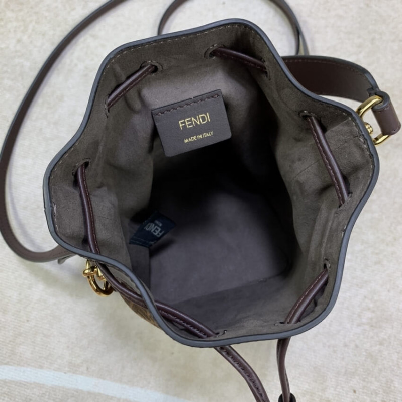 Fendi Mon Tresor Brown Leather Mini-Bolsa con FF Print 8BS010-15