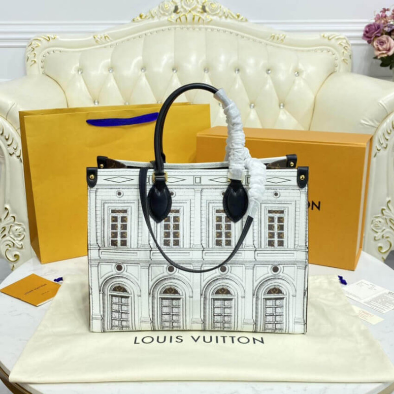 Louis Vuitton Impreso de cuero de ternero Matte Onthego MM M59264-2
