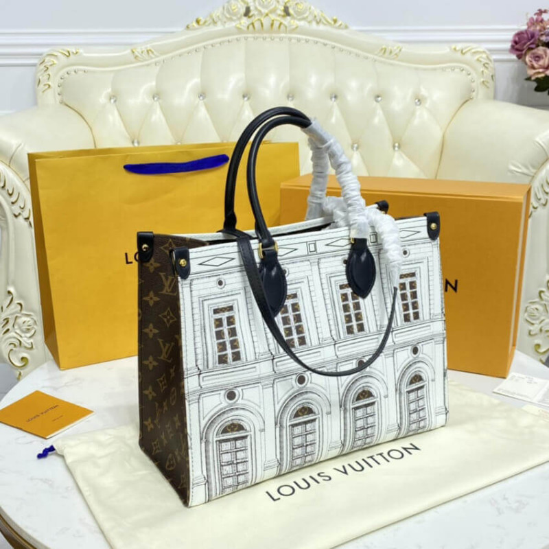 Louis Vuitton Impreso de cuero de ternero Matte Onthego MM M59264-3