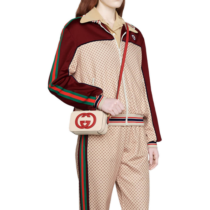 Gucci entrelazado g mini bolso en cuero blanco 658230-1