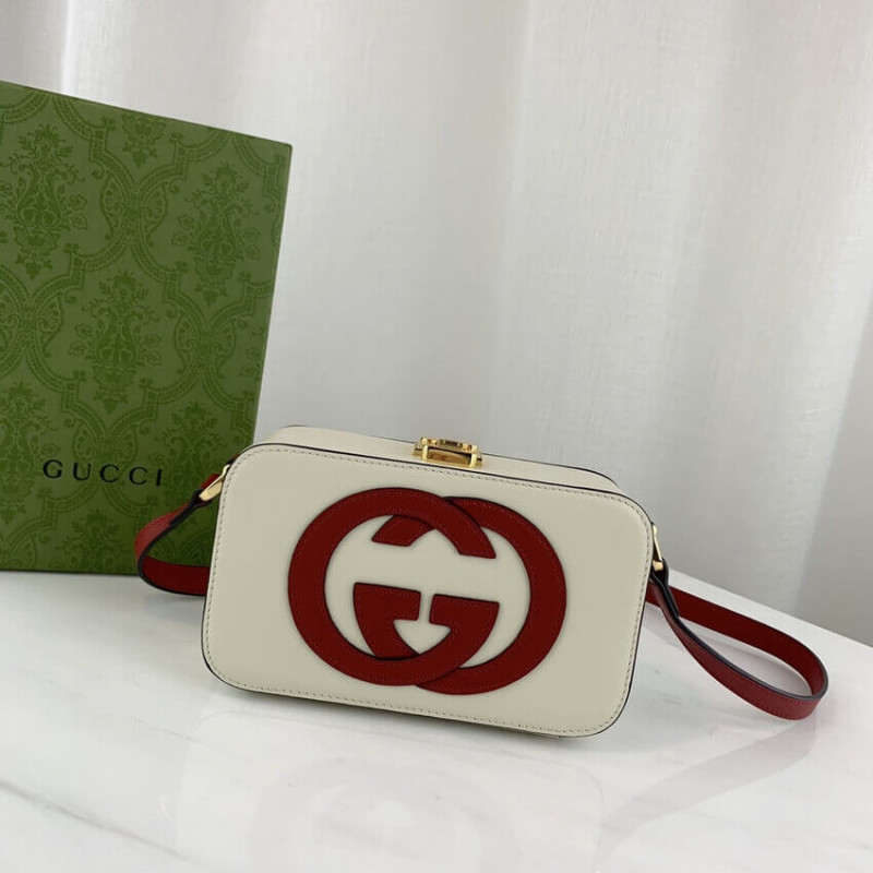 Gucci entrelazado g mini bolso en cuero blanco 658230-2