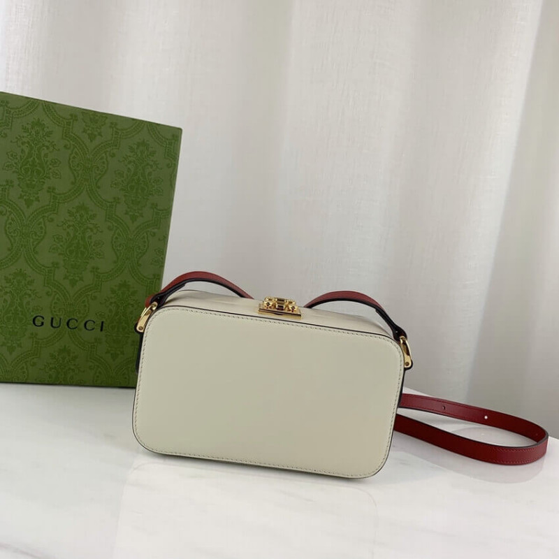 Gucci entrelazado g mini bolso en cuero blanco 658230-3