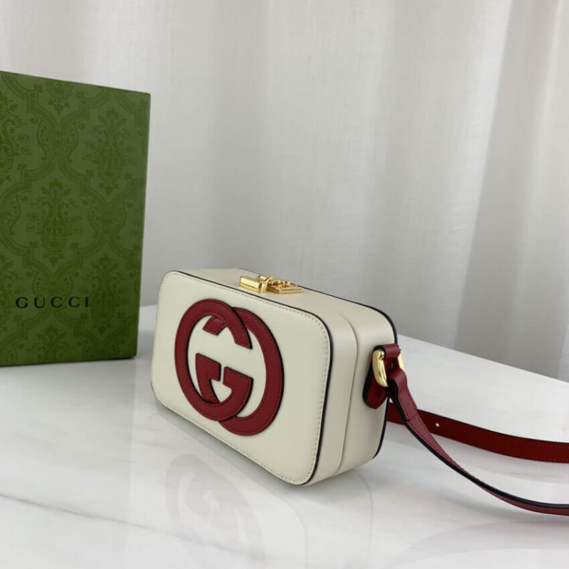 Gucci entrelazado g mini bolso en cuero blanco 658230-4