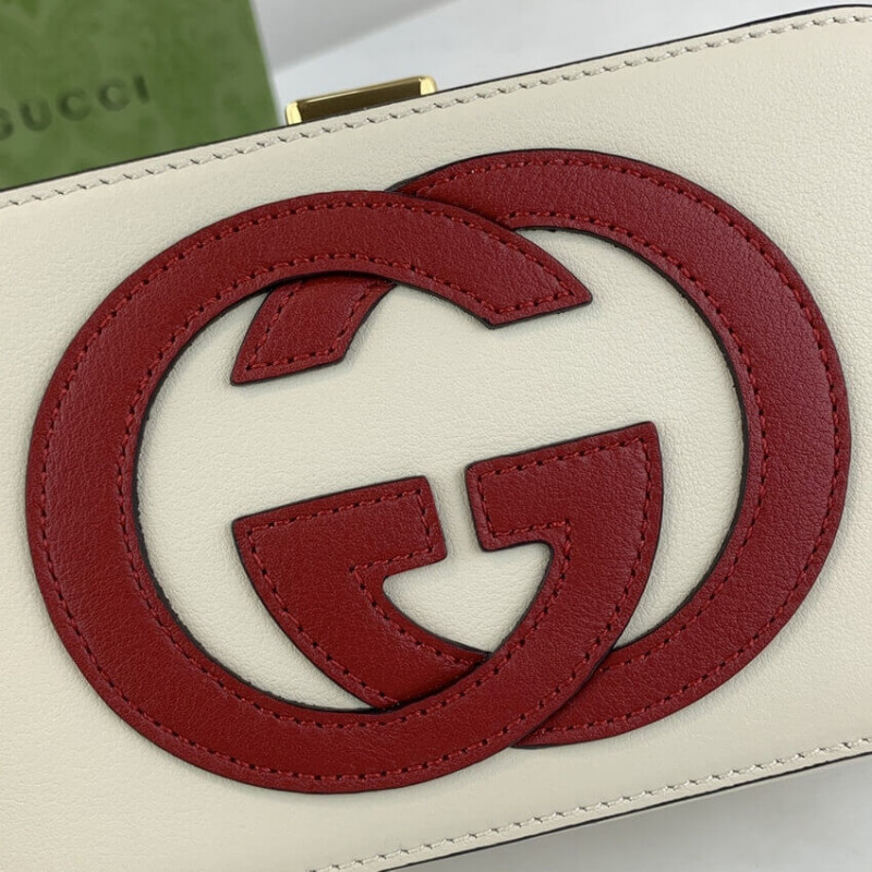 Gucci entrelazado g mini bolso en cuero blanco 658230-5