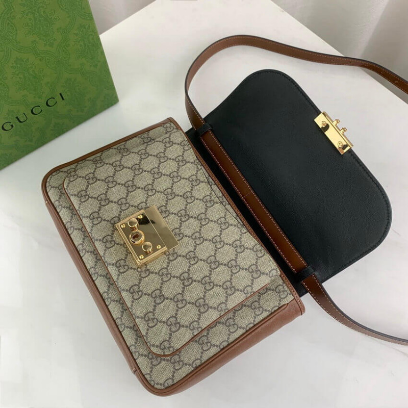 Gucci Candlock Bolso de hombro pequeño en GG Supreme Canvas 644527-7